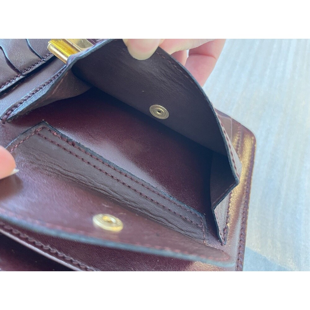 VTG Bally Burgundy Brown Leather Envelope Clutch Wristlet Organizer 1990s Italy - Picture 5 of 14